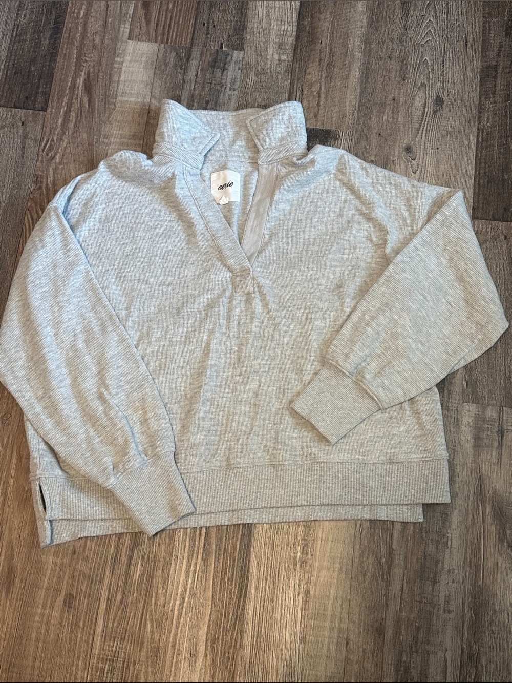 aerie Heather Gray Knit Collared Pullover Women’s Size S